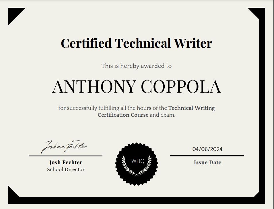 Software Technical Writing Certifications