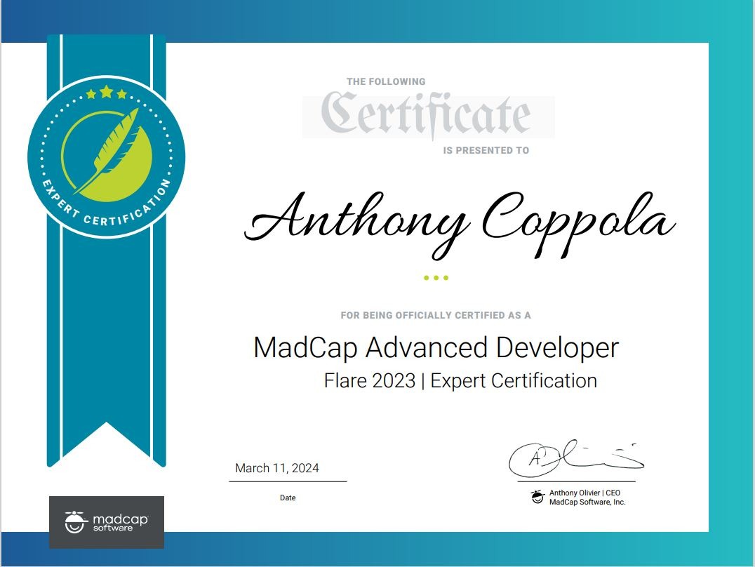 Technical writing certifications coppolawriter