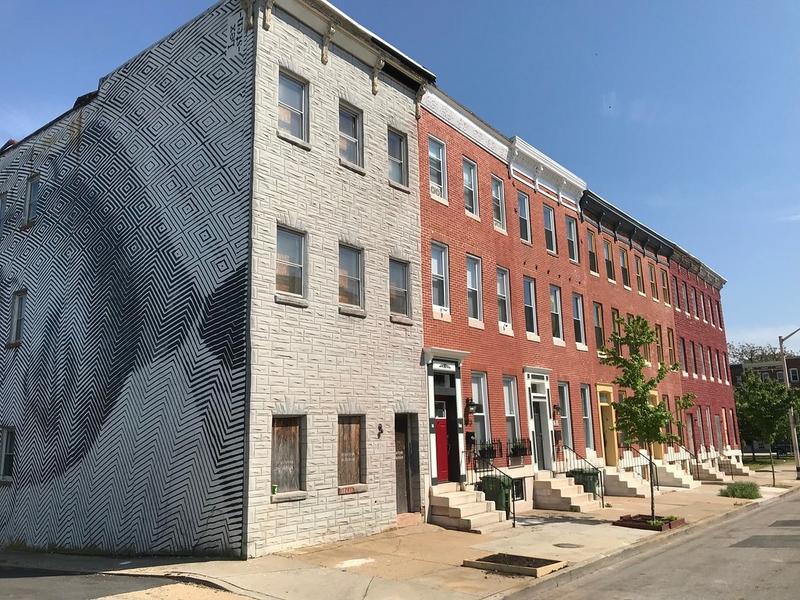 Vacant Baltimore Rowhouse Showing Open Walls Mural