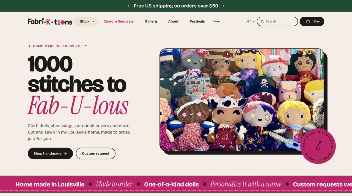 Fabri-K-Tions website homepage
