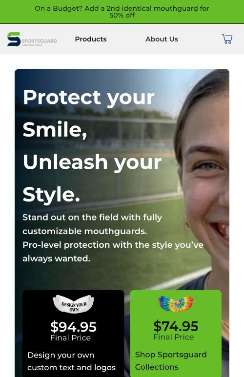 SportsGuard homepage on mobile