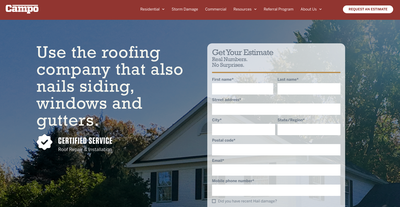 Campo Roof website homepage