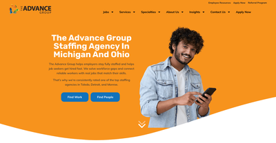The Advance Group website homepage