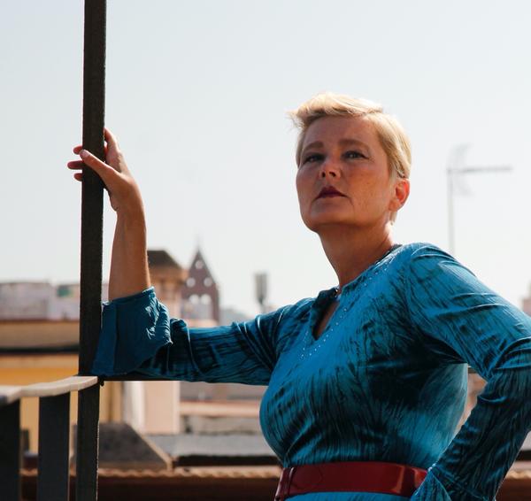 Sara Høyrup on her rooftop terrace in Raval