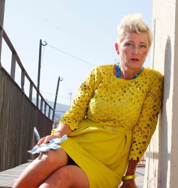 Sara Høyrup sitting on her Barcelona terrace