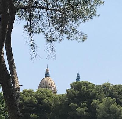 Udsigt fra bjerget Montjuïc i Barcelona