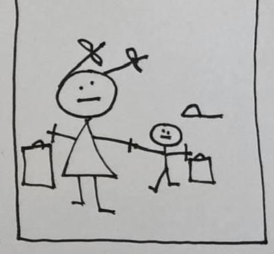 Mother and child in stormy weather