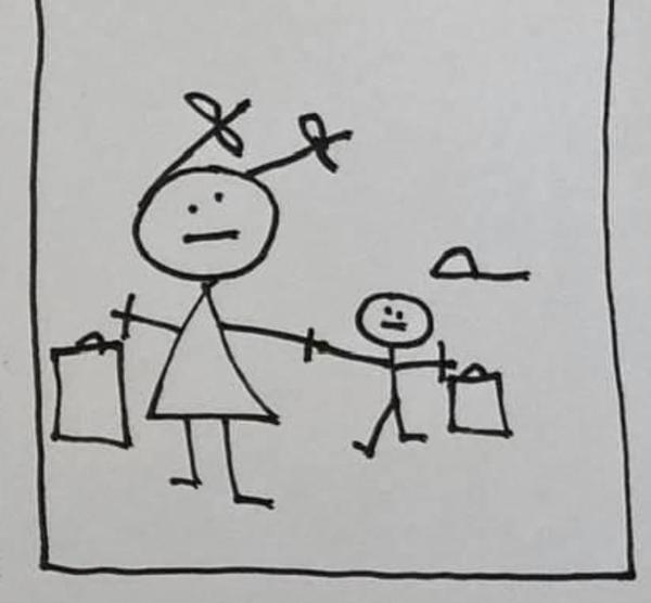 Mother and child in stormy weather