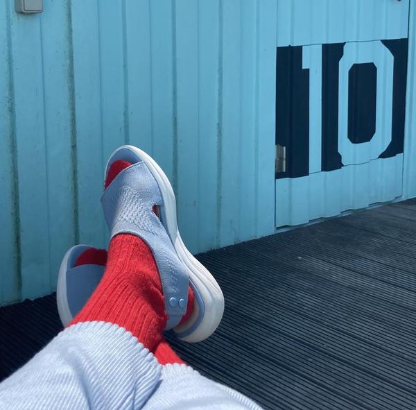 Socks in sandals on deck