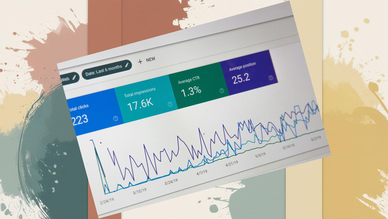 Screenshot of Google Search Console showing keyword performance data used for DIY business blog SEO research.