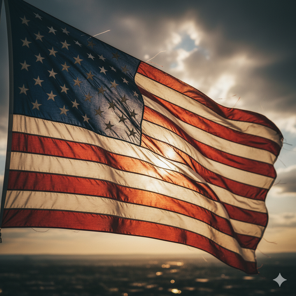 Close-up of the American flag, representing US consumers or market.