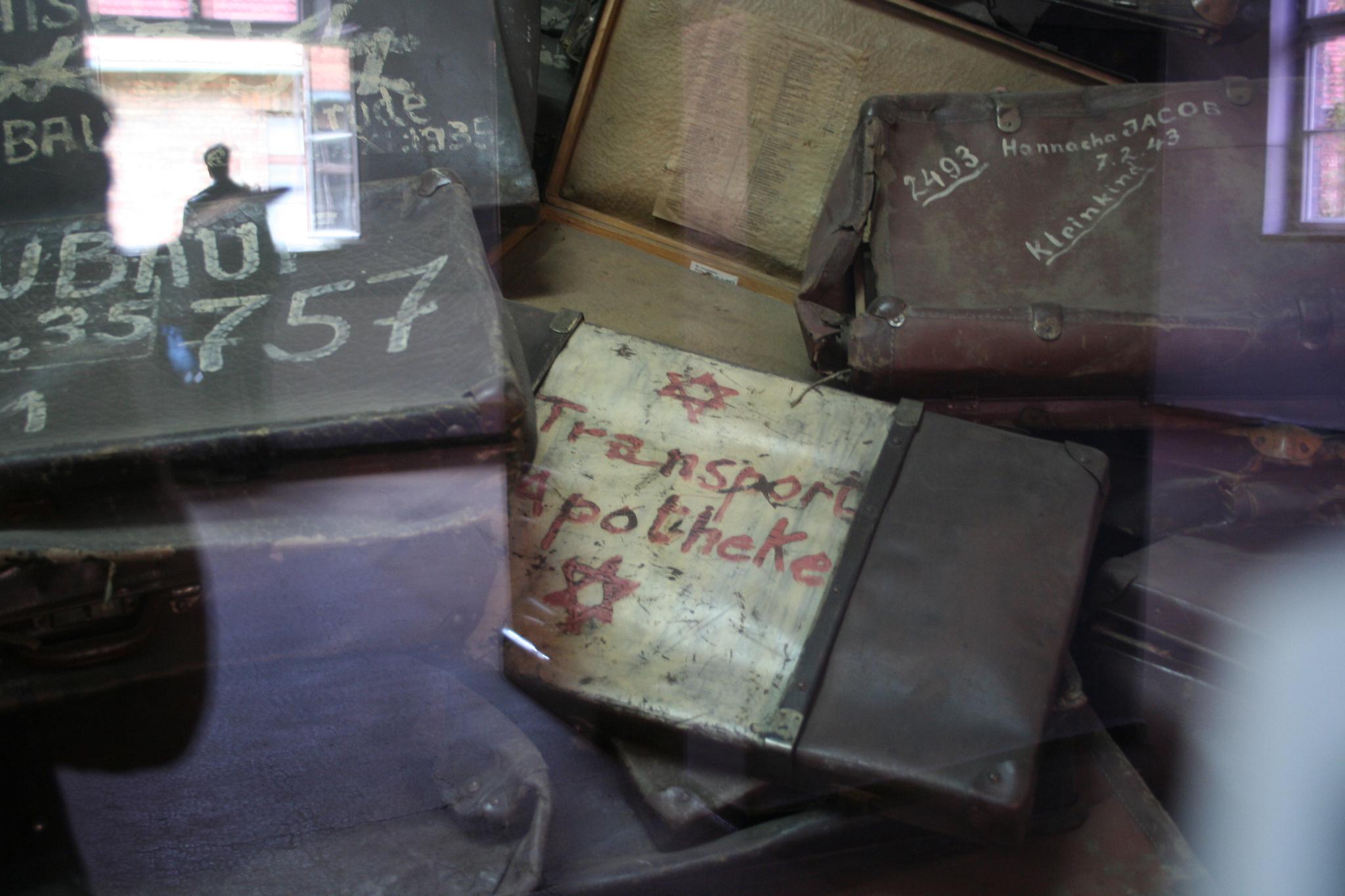 Display cabinets at Auschwitz, Poland.