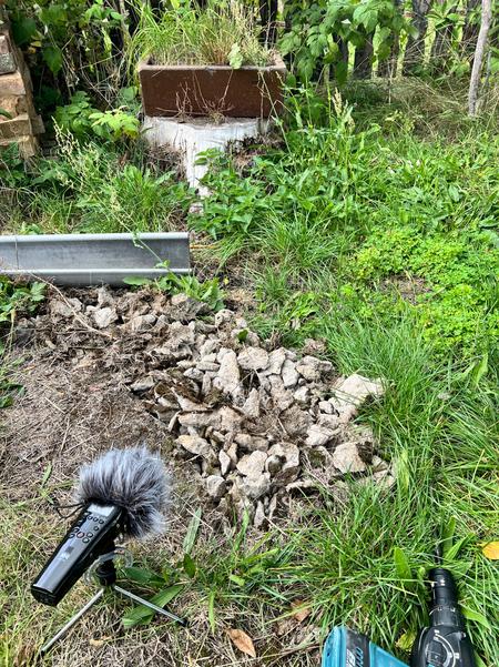 Aufgebrochener Betonboden in einem Garten