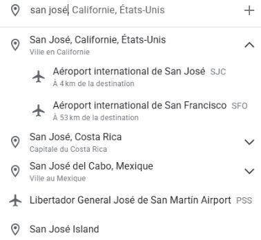 copie d'écran d'une recherche Google de noms d'aéroports copie d'écran d'une recherche Google de noms d'aéroports