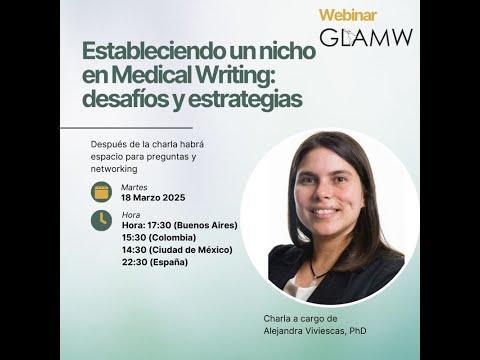 Seminario virtual de GLAMW sobre cómo establecer un nicho en escritura médica.