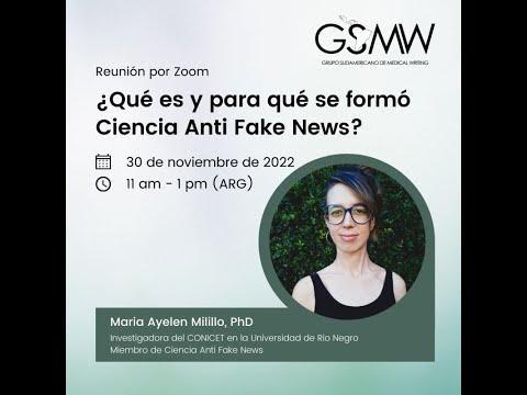 Presentador de GLAMW explicando el rol de la ciencia anti fake news en la comunicación médica.