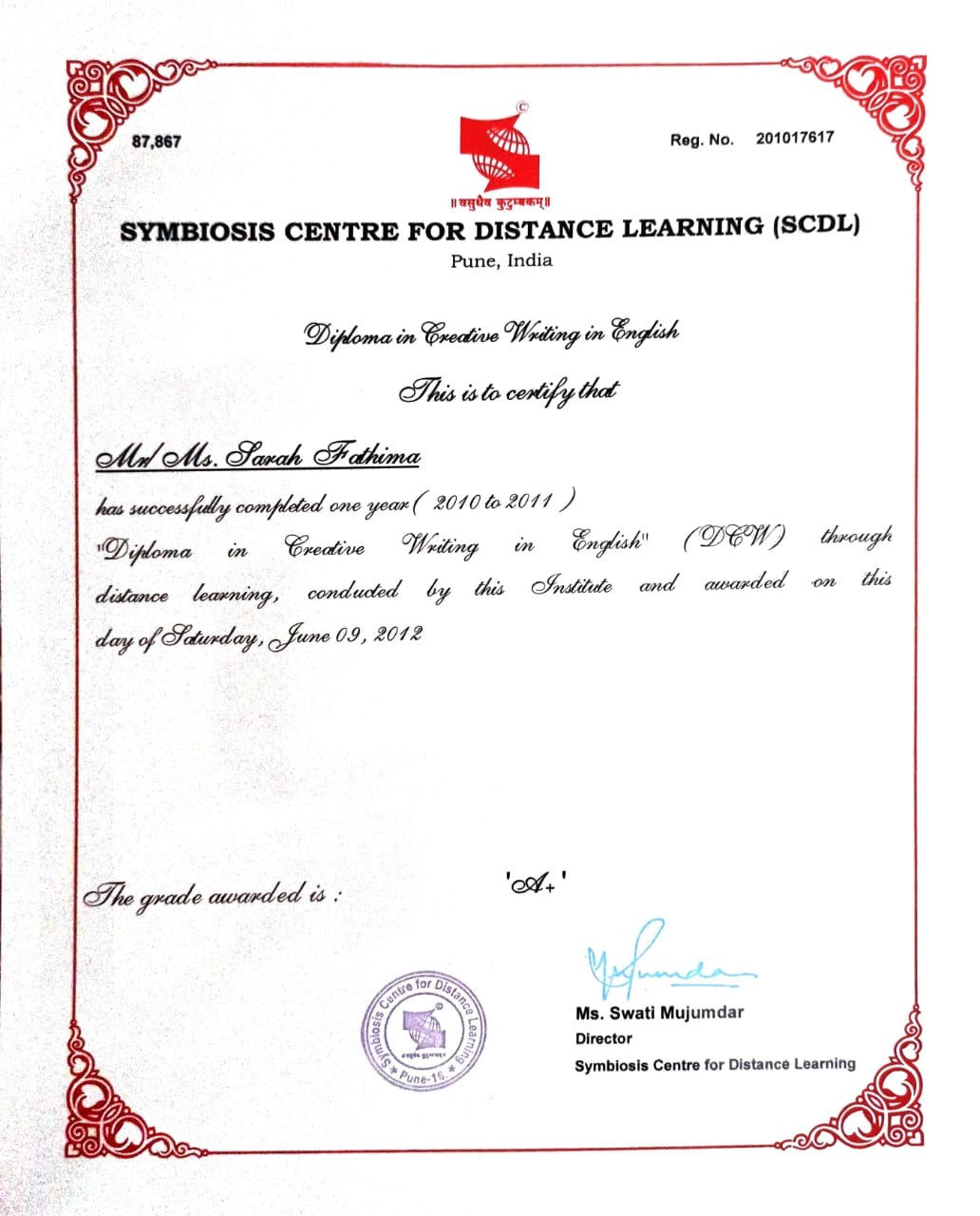 Symbiosis Institute Certificate-Diploma In English Creative Writing