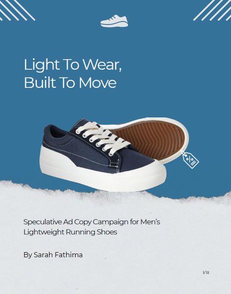 Image of the Ad Copy Campaign of Lightweight Running Shoes