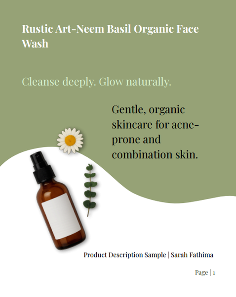 Product Description of a Skincare product Image