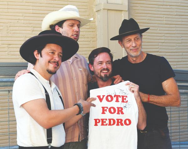 "Napoleon Dynamite" stars Efren Ramirez, who played Pedro, Jon Heder, who took on the title role of Napoleon Dynamite, and Jon Gries, who portrayed Uncle Rico, greet a local fan holding a "Vote for Pedro" T-shirt during the screening of the cult favorite on Friday, Sept. 13, at the Arcadia Live in downtown Kerrville. "Napoleon Dynamite" stars Efren Ramirez, who played Pedro, Jon Heder, who took on the title role of Napoleon Dynamite, and Jon Gries, who portrayed Uncle Rico, greet a local fan holding a "Vote for Pedro" T-shirt during the screening of the cult favorite on Friday, Sept. 13, at the Arcadia Live in downtown Kerrville.