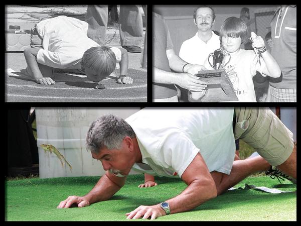 Competitors jump frogs and celebrate