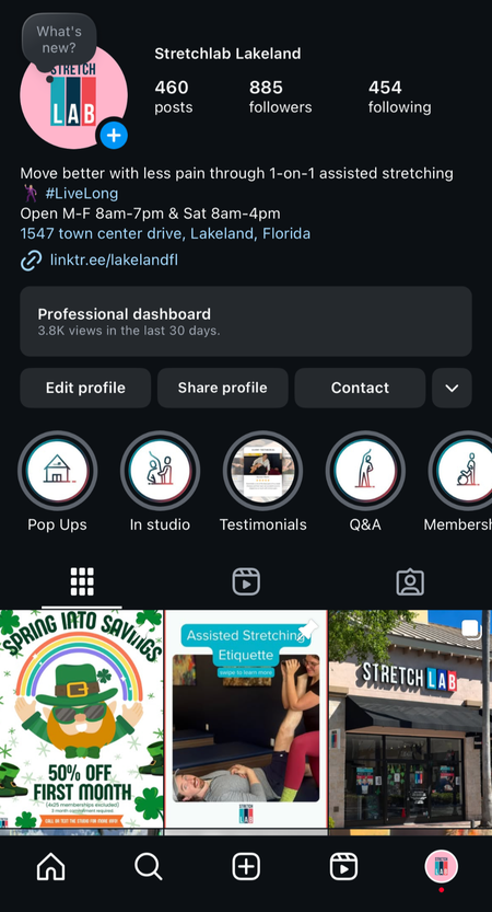 The studio Instagram page I ran and monitored.