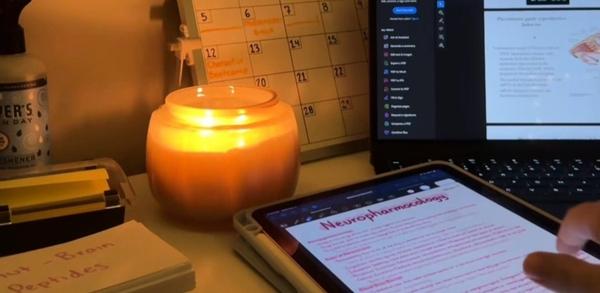 Notecards, IPad, Notes, and Candle