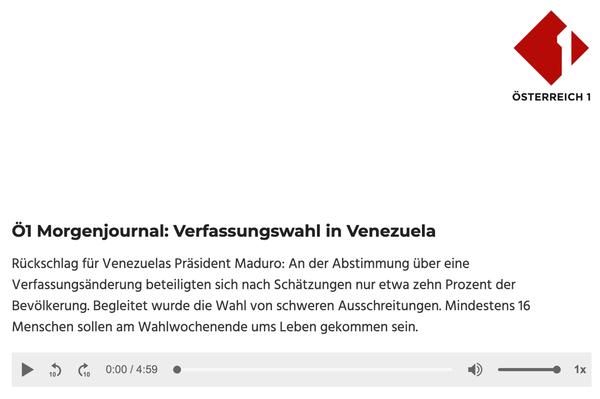 Ö1 Morgenjournal - Verfassungswahl in Venezuela