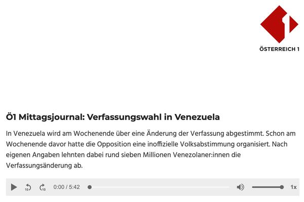 Ö1 Mittagsjournal - Verfassungswahl in Venezuela