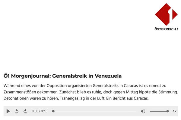 Ö1 Morgenjournal - Generalstreik in Venezuela