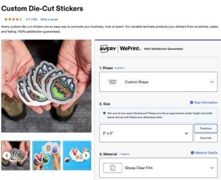 Die cut custom sticker PDP