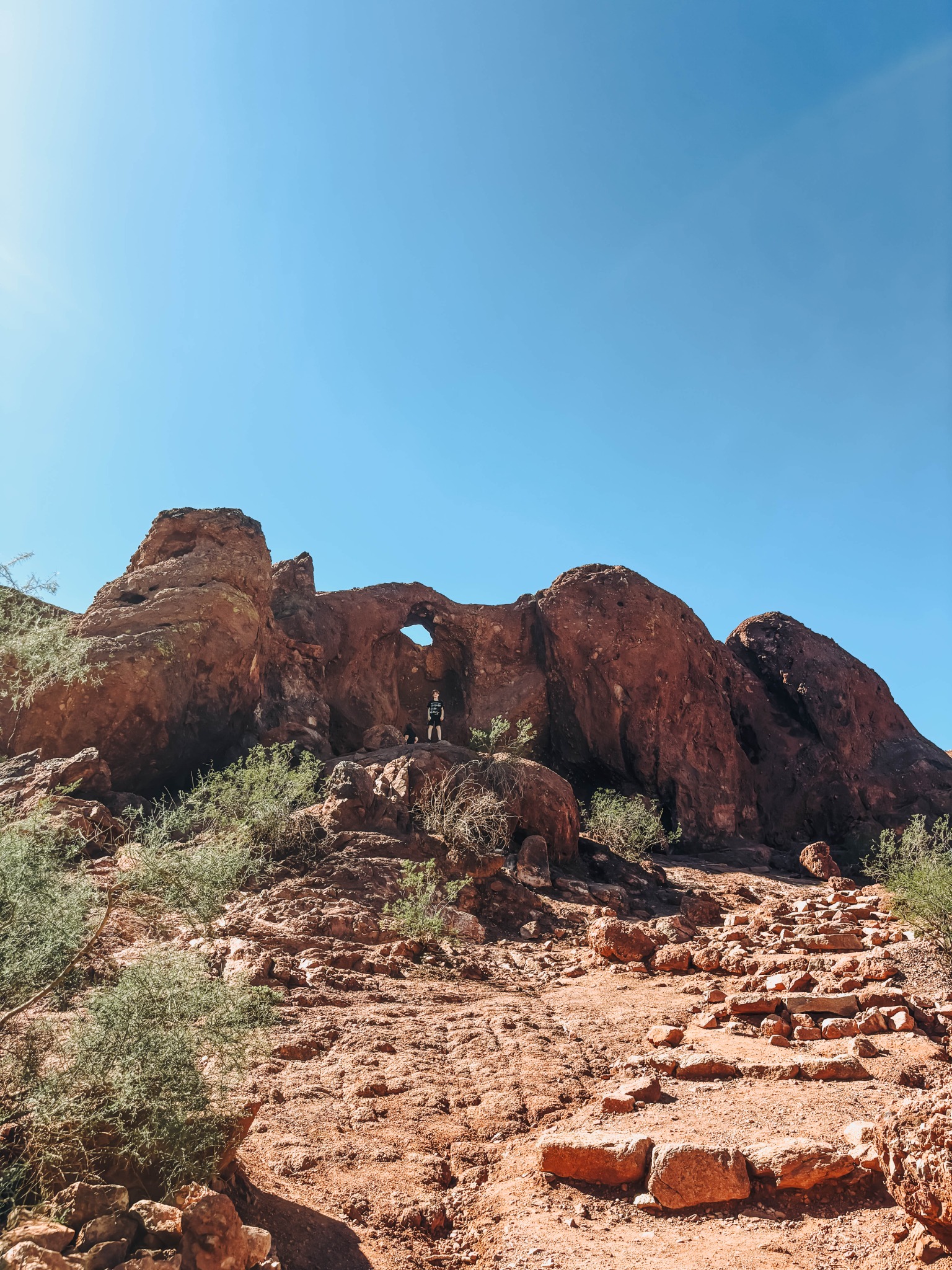 Rocky trail leading up to Hole in the Rock at Papago Park in Phoenix, Arizona