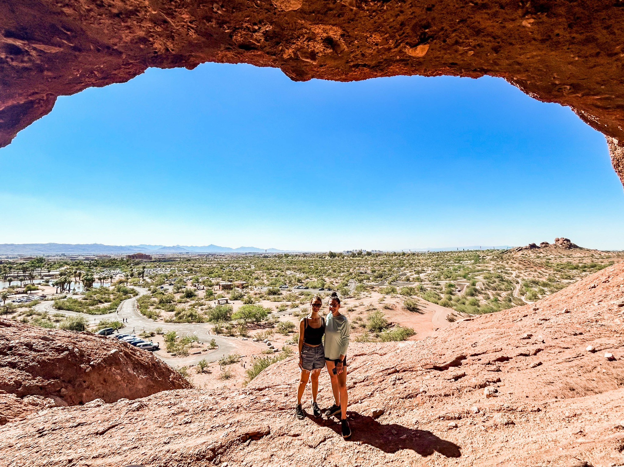 View of Phoenix from inside Hole in the Rock at Papago Park