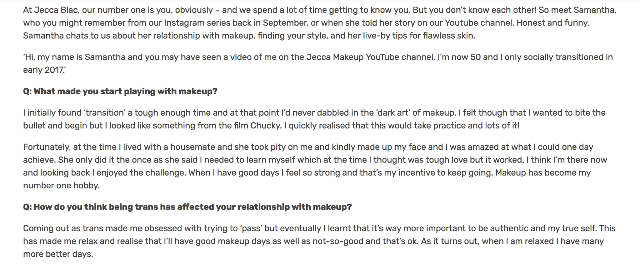 Excerpt from an interview with a customer