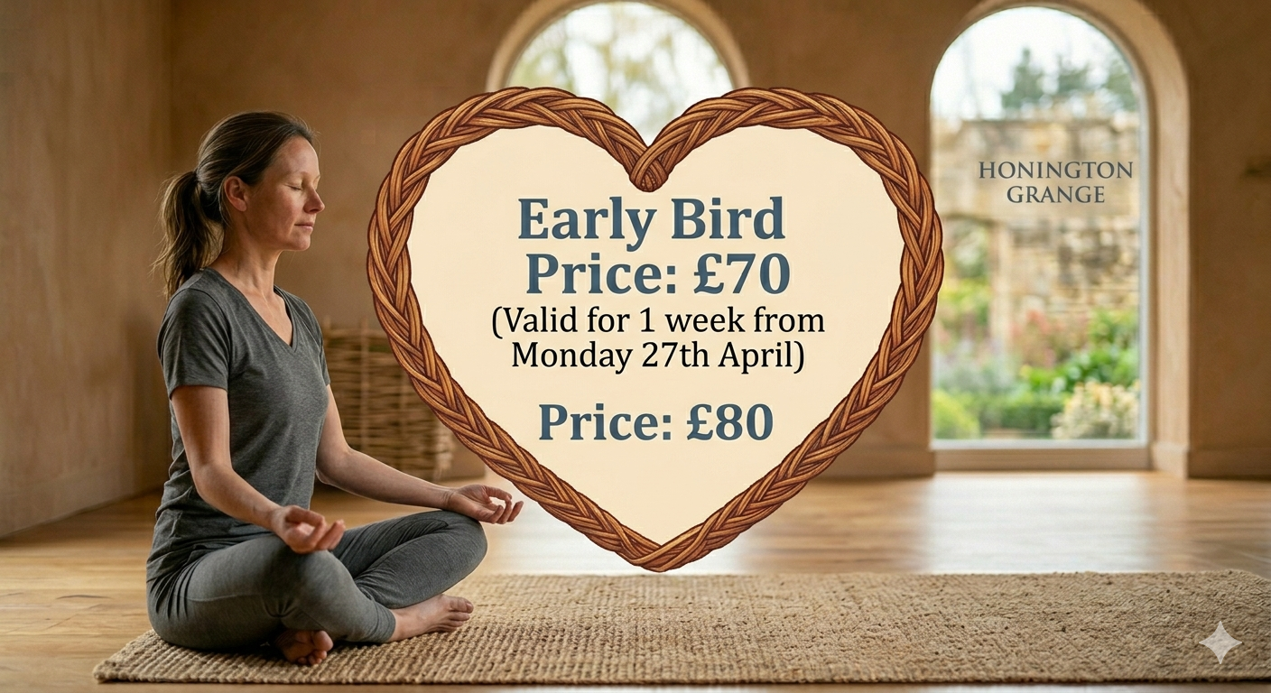 woman sat on mat in yoga position, daisychainyoga day retreat early bird discount