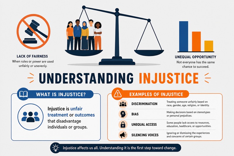 A infographic explaining injustice in society