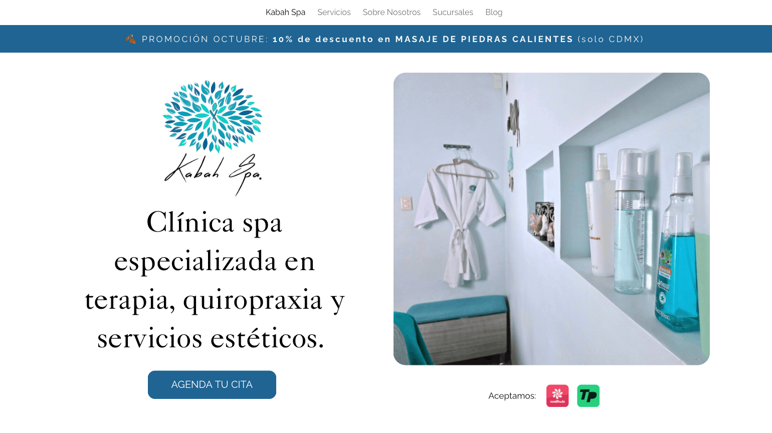Kabah Spa website homepage