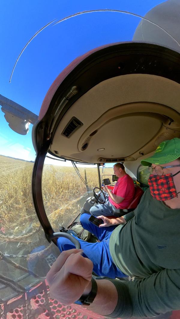 360-degree corn harvest cab view