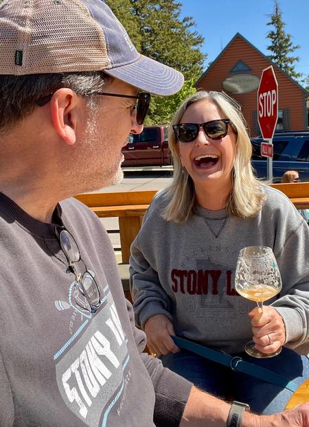 woman laughing with husband