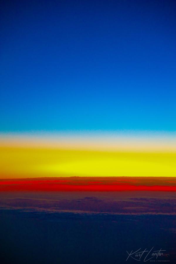 jet airplane views of sunset colors