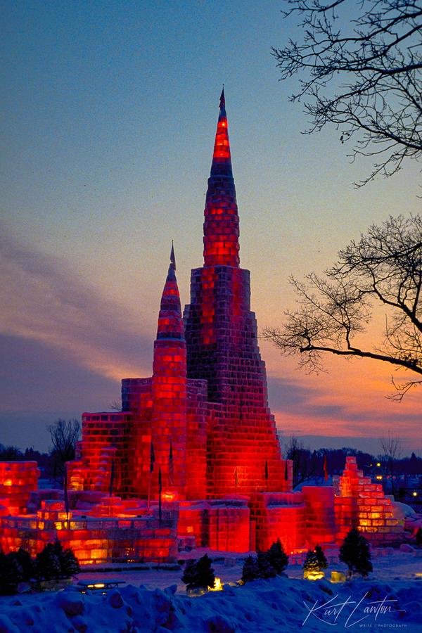 Minnesota ice palace sunrise