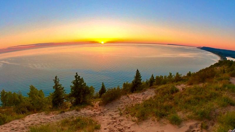 sunset at sleeping bear dunes lakeshore