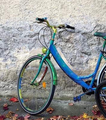 resting bicycle on street