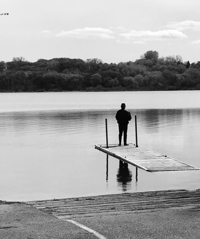 dock fishing on flooded lake