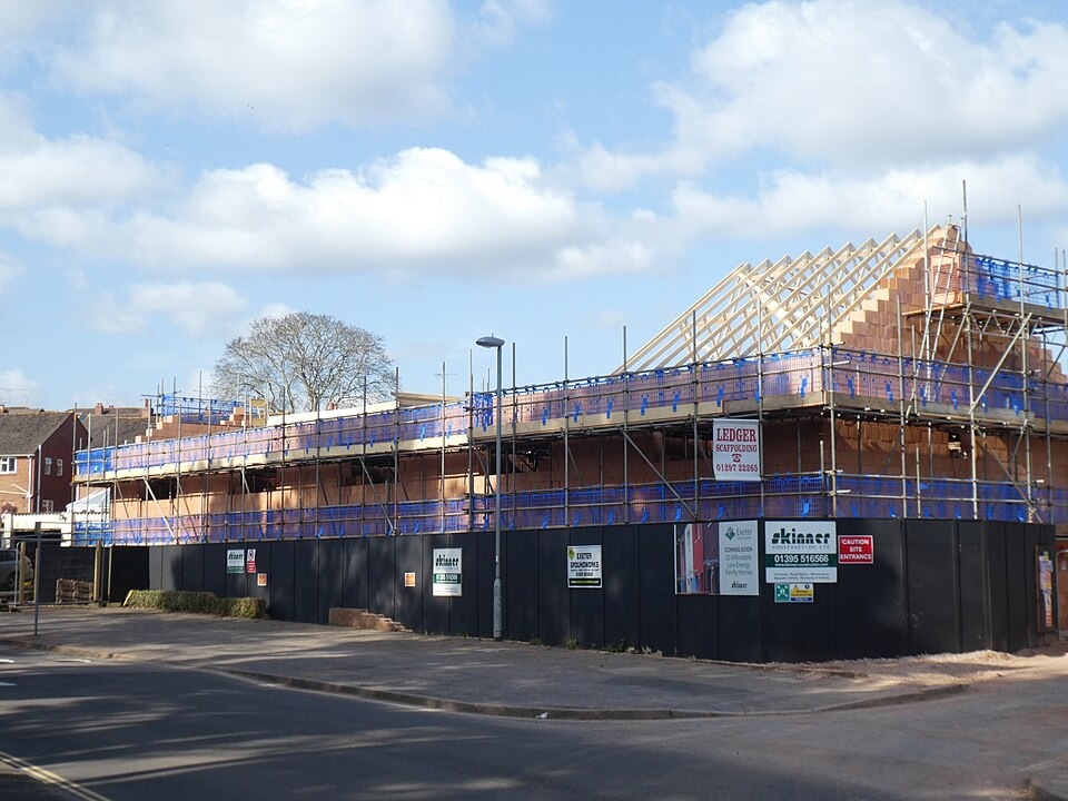 Council housing under construction at Bovemoors Lane, Exeter.