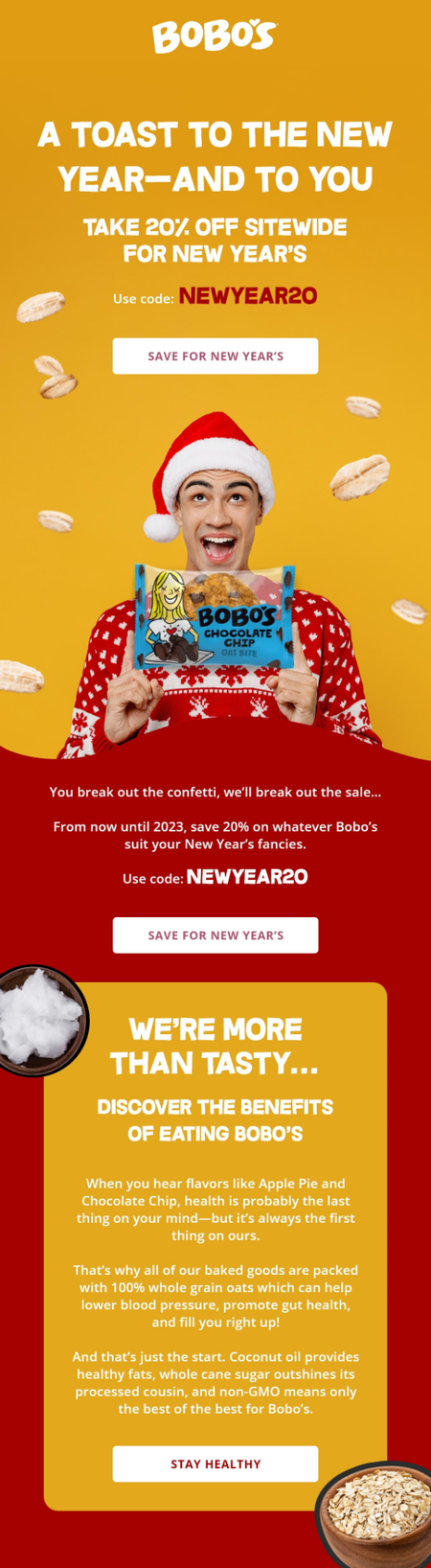 Bobo's New Year's sale Bobo's New Year's sale