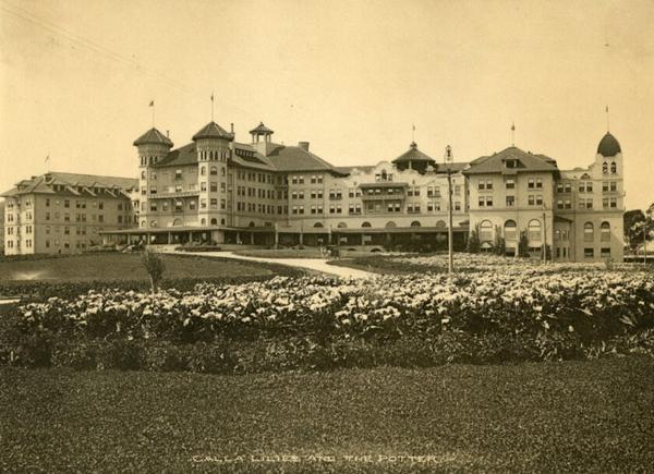 historic image of an old hotel in santa barbara