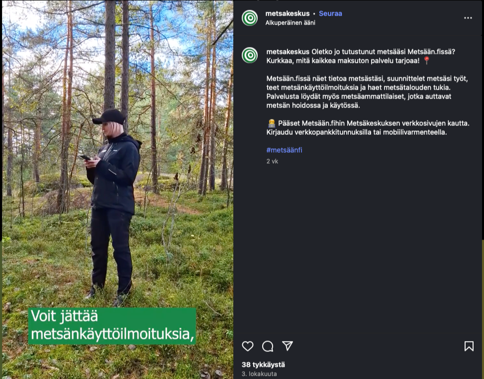 Kuva Metsäkeskuksen Instagram-tilitä.