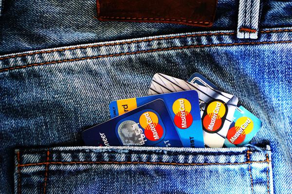 Credit cards in back pocket of jeans
