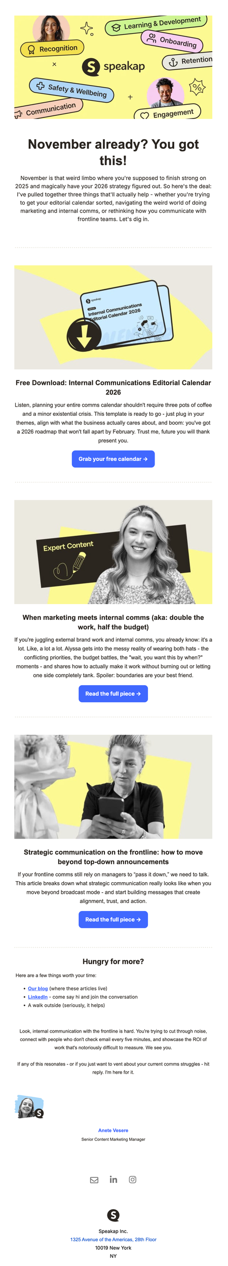 Speakap Email Newsletter 2025